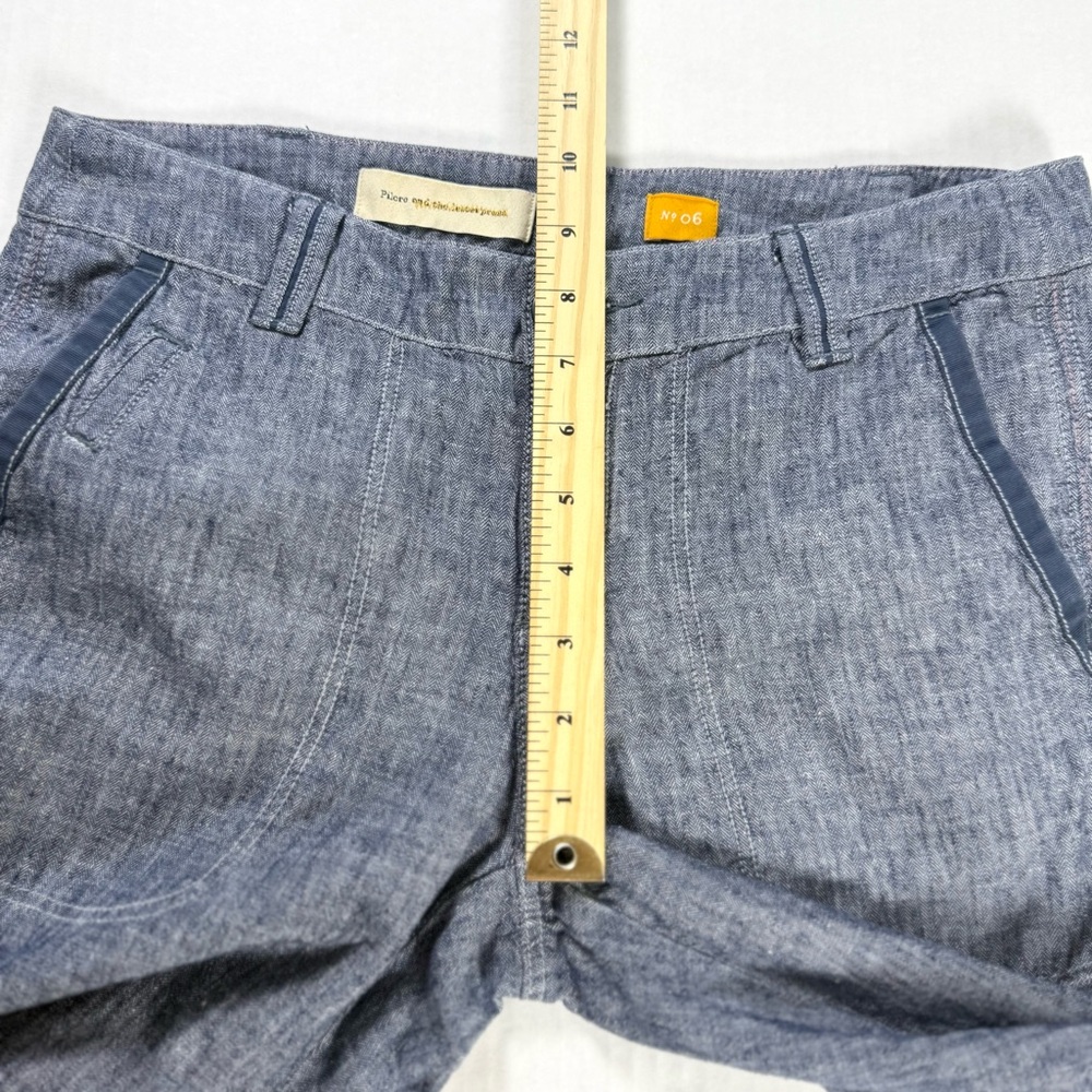 PILCRO Anthropologie Wide Leg Linen Blend Chambray Pants Blue Size 6 - Picture 10 of 11
